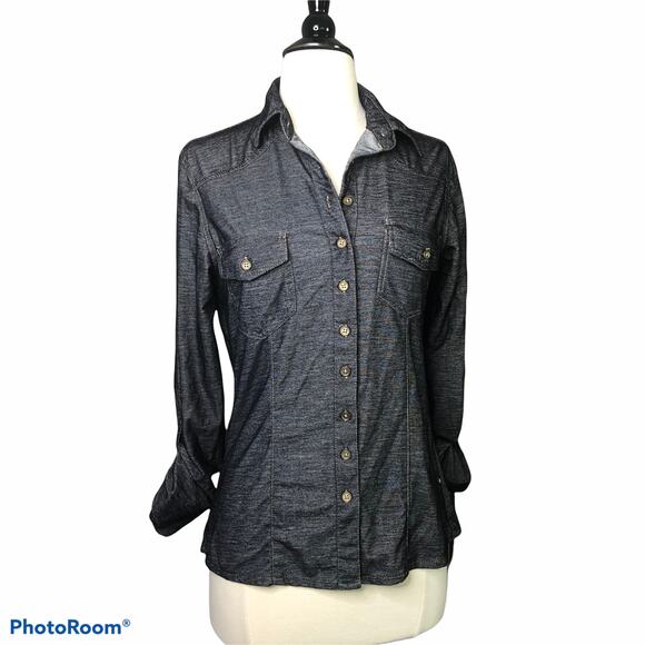 Ronni Nicole Black Dark button-down with pockets Medium - Picture 1 of 10